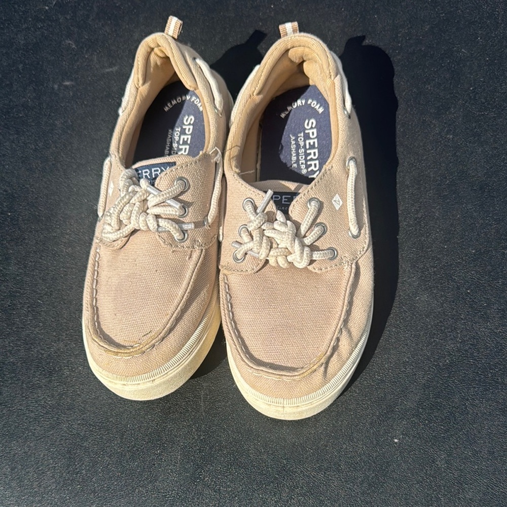 Sperry Beige Canvas Boat Shoes